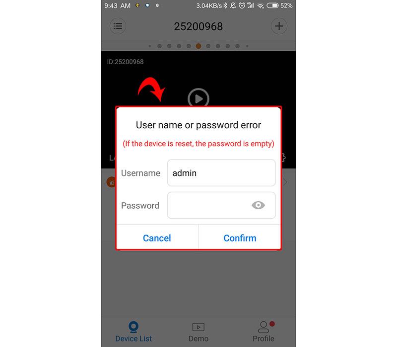 The system prompts User name or password is wrong when connecting the camera